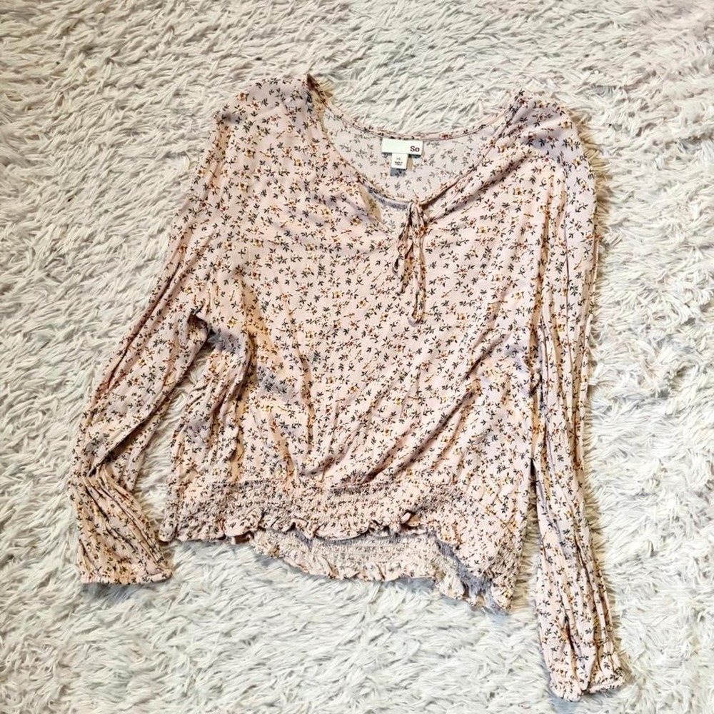 Cottage Core Peasant Prairie Smocked Earthy Boho Top Womens XL Hippie Indie